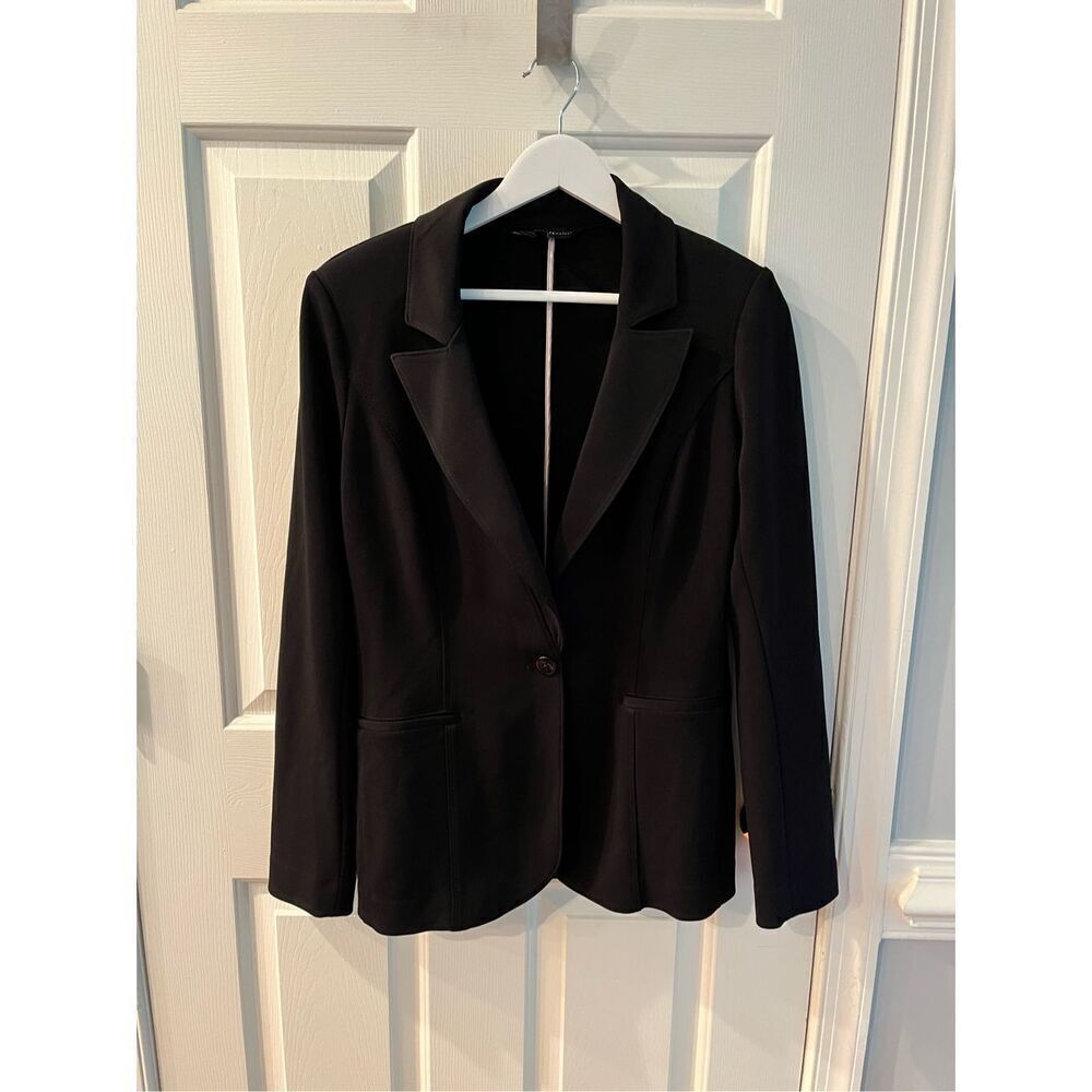White House Black Market Black Long Single Breasted Classic Jacket sz 6 EUC